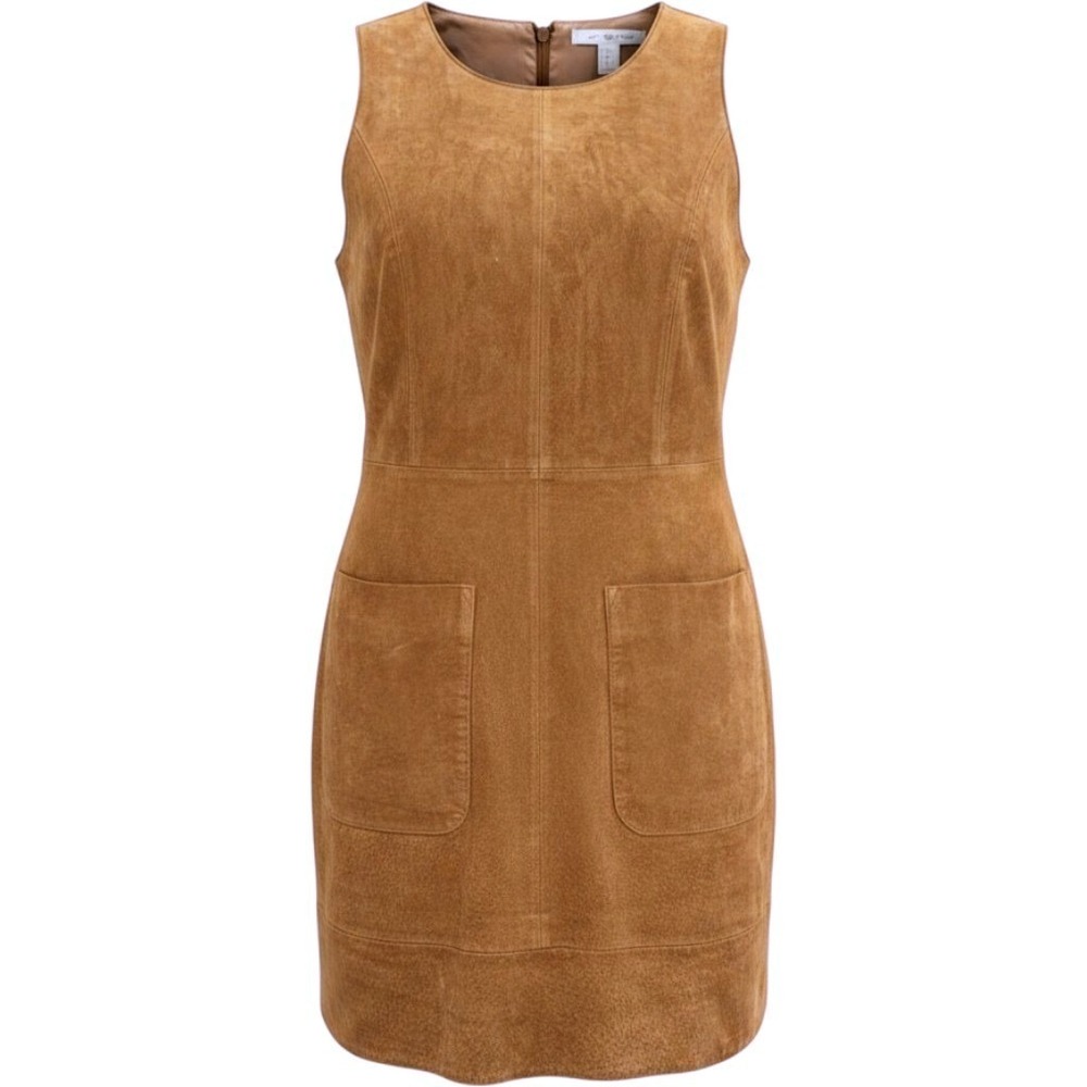 Tan Pig Suede Leather Mini Shift Dress Older Forever 21 Western Country Festival